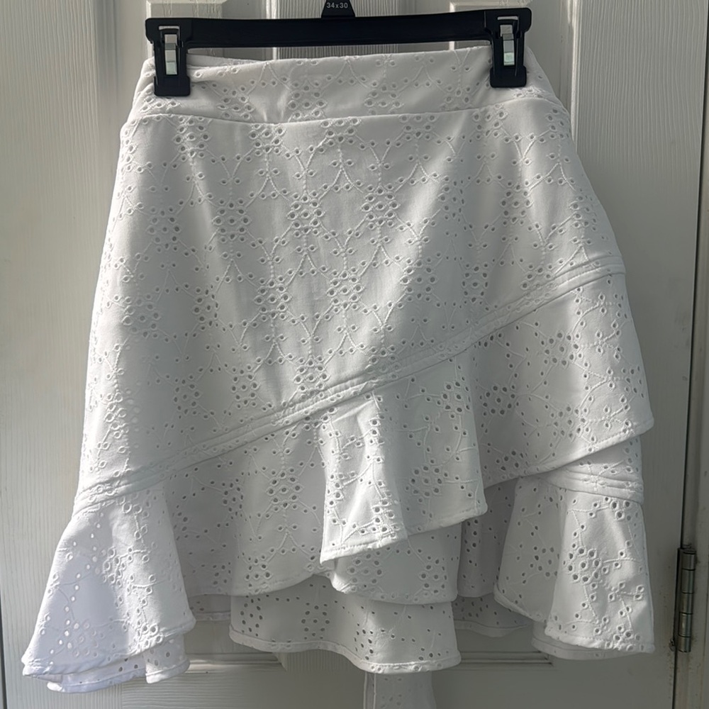 Bar III White Asymmetrical Skater Mini Skirt
